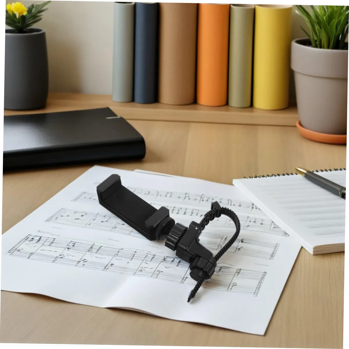 FRCOLOR Handyhalterung für Musikinstrumente aus Metall Tragbar und Freihändig für Trompete und Waldhorn für Outdoor Veranstaltungen und Probenräume in Schwarz