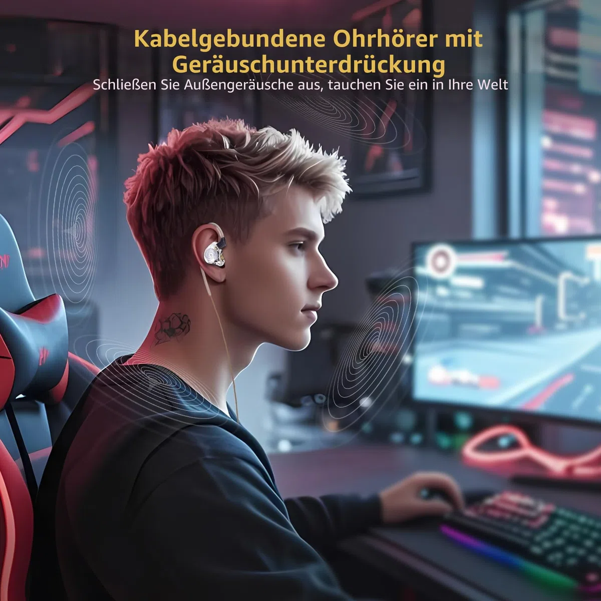 CCZ MC02 In Ear Monitor, In Ear Gaming Kopfhörer 10-mm-Dual-Magnet DD PET-Membran, IEM Kraftvoller Bass, DJ Kopfhörer mit Kabel 5N OFC, Gaming Earbuds Noise Cancelling für PS5, HiFi-Enthusiast