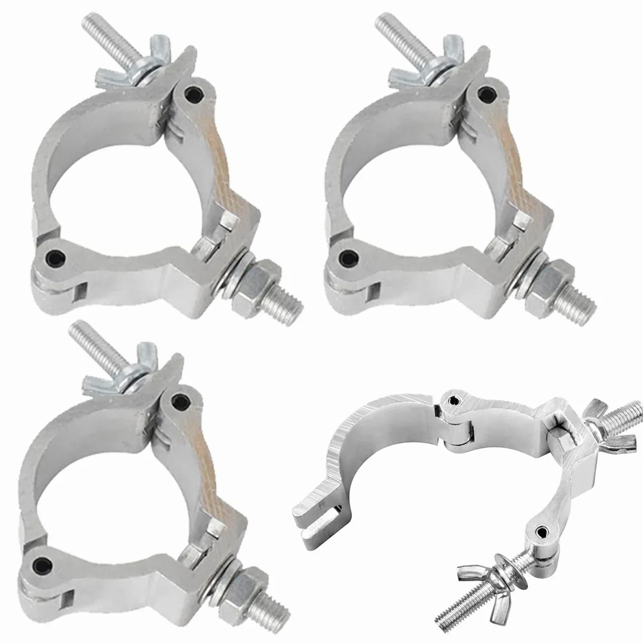 4 Stück Truss Clamp 48-51 mm Bühnenlicht Klemmen Haken aus Aluminiumlegierung Leichte Klemme des Phasenhaken Strapazierfähig halb konisch Koppler