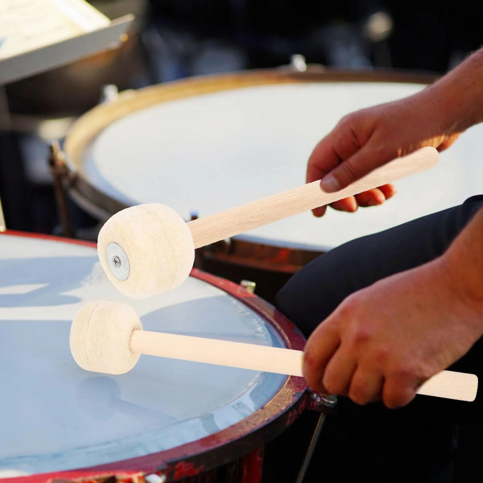 2 Stück Trommelstöcke aus Schaumstoff, Paukenschlägel, Kinder-Hand-Percussion-Trommelstöcke, Holzgriff-Instrumente, Kinder, Studenten, Anfänger, Ahorn-Trommelstöcke