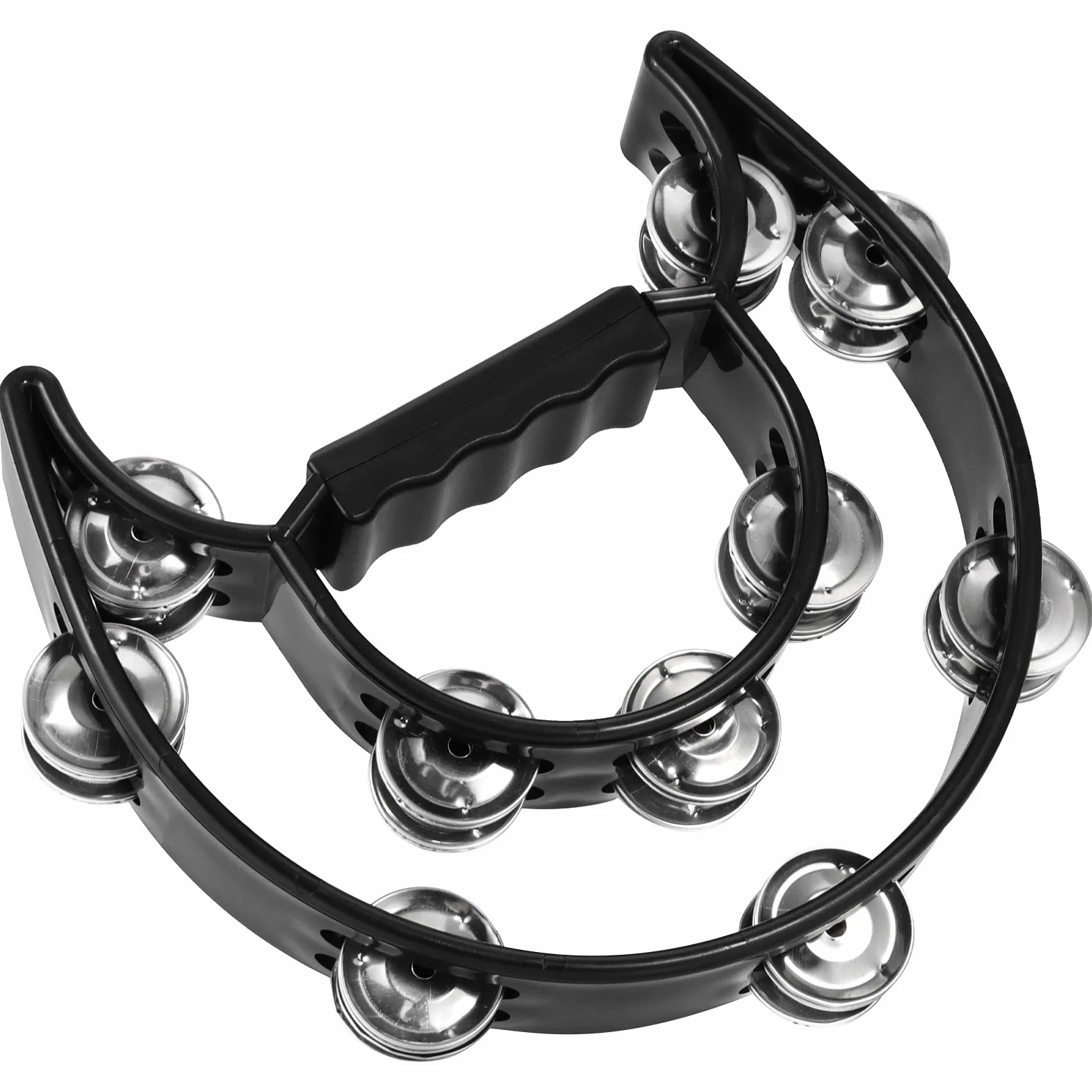 4er Set Tamburin, Plastik Tambourine mit Schellen Metall, Hand Tamburin Halbmond Tambourine Instrument für Rockmusik Musikunterricht und Gruppen