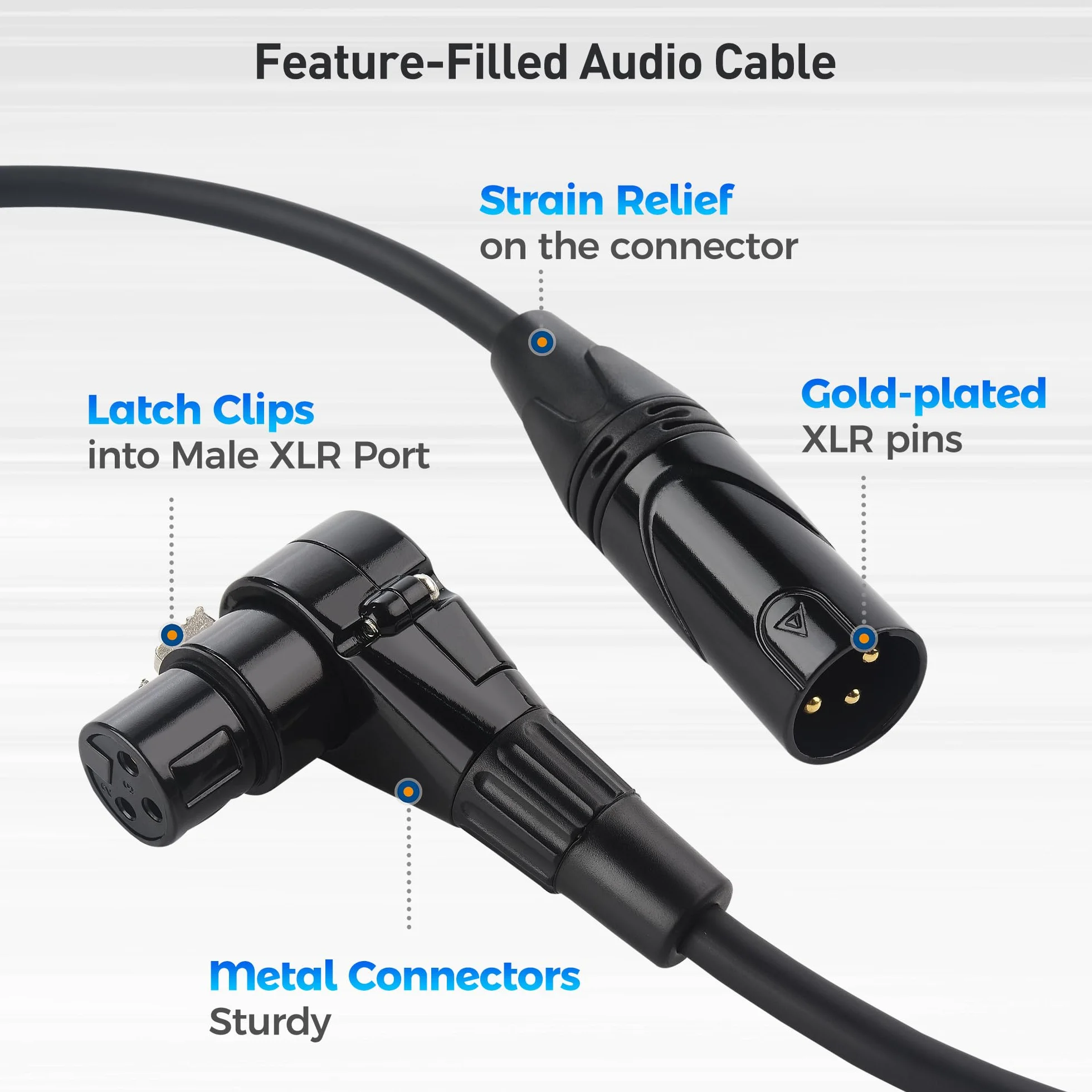 Cable Matters 2-Pack rechtwinkliges XLR Kabel, kurzes XLR Mikrofonkabel 0,3m Sauerstofffreies Kupfer (OFC) rechtwinkliges Kabel, Mikrofonkabel, Schwarz