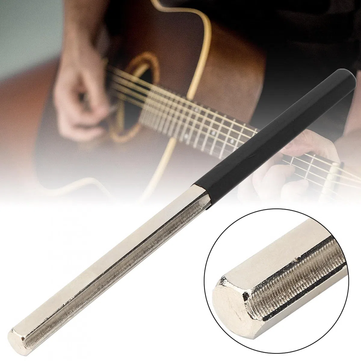 Jenngaoo Fret Crowning File - Edelstahl Guitar Fret Crowning File End Dressing File - Hex Dressing Kanten Reparatur von Musikinstrumenten Zubehör