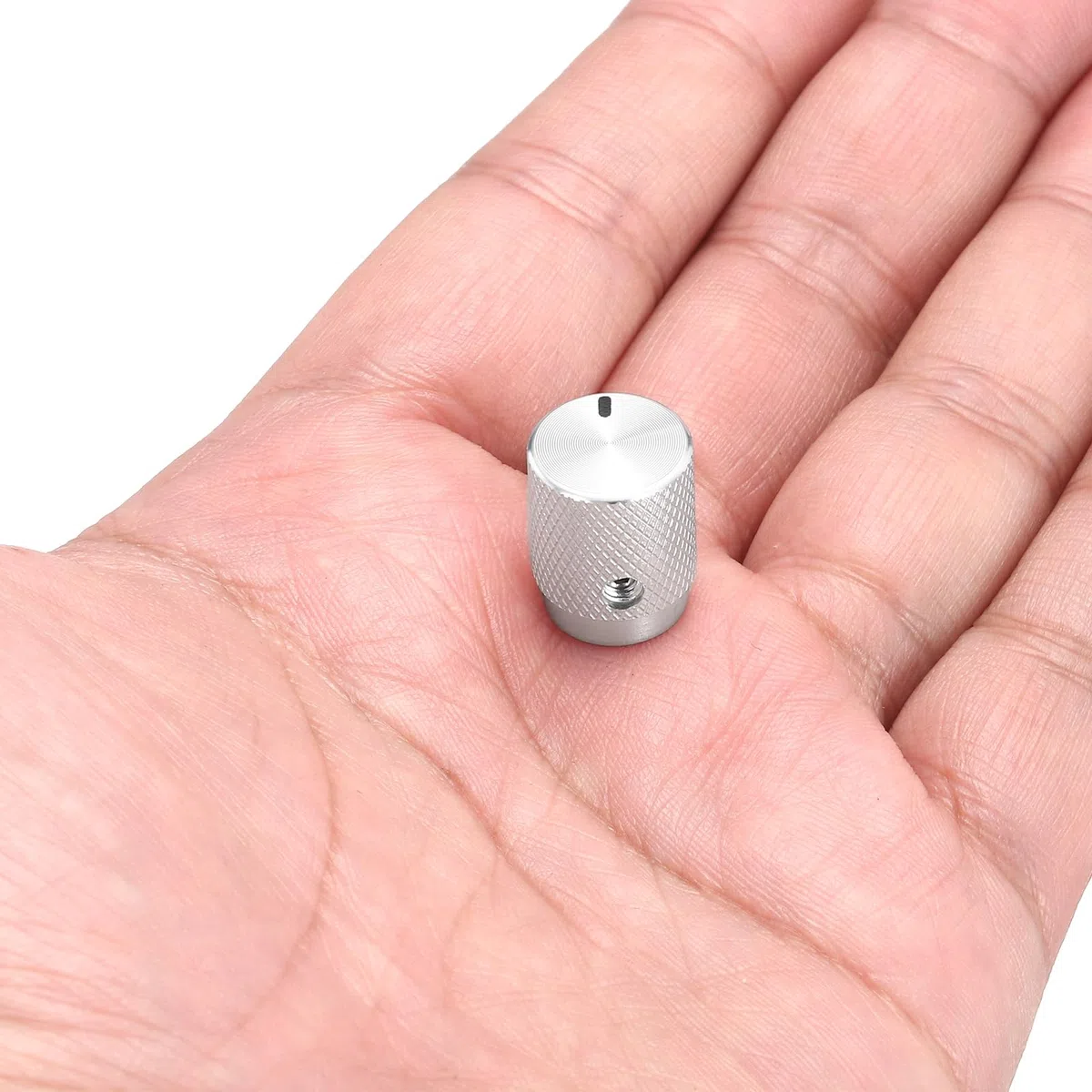 QUARKZMAN 8 Stück Aluminium Potentiometer Knöpfe, 6mm x 12.5mm x 16mm Universelle Lautstärke Tonregler Knöpfe mit Schraubenschlüssel für Gitarre, Bass, Helles Silber