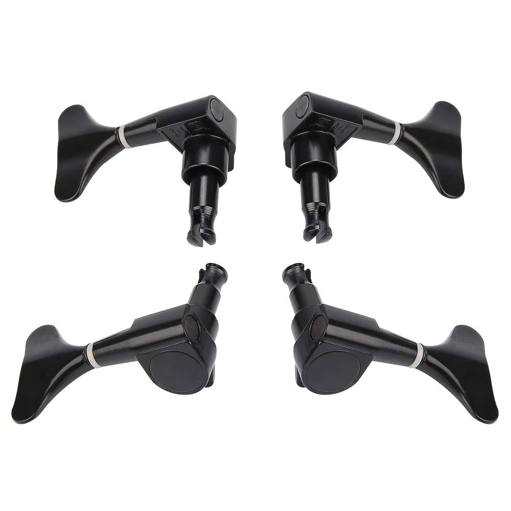 Bassgitarren Tuner 2L/2R, geschützte Bass-Mechanik mit Fischschwanzknopf, präzise Stimmwirbel für E-Bass Gitarre, Schwarz