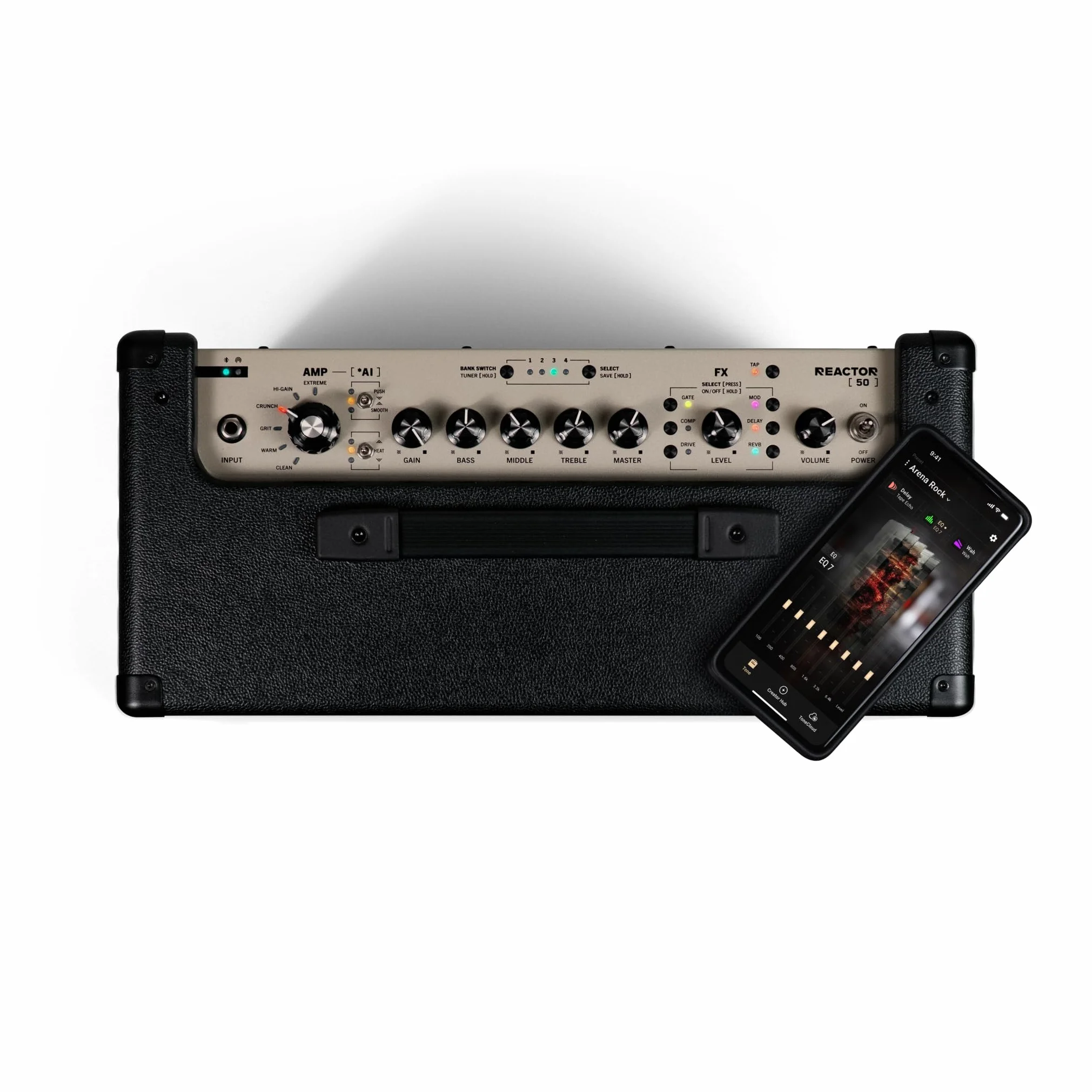 Positive Grid Reactor 50-Watt – Intelligenter Gitarren-Combo-Amp mit Amp Intelligence, Tone-Erstellung aus Prompts, Fotos & Audio, wählbarer Leistung und USB-Recording