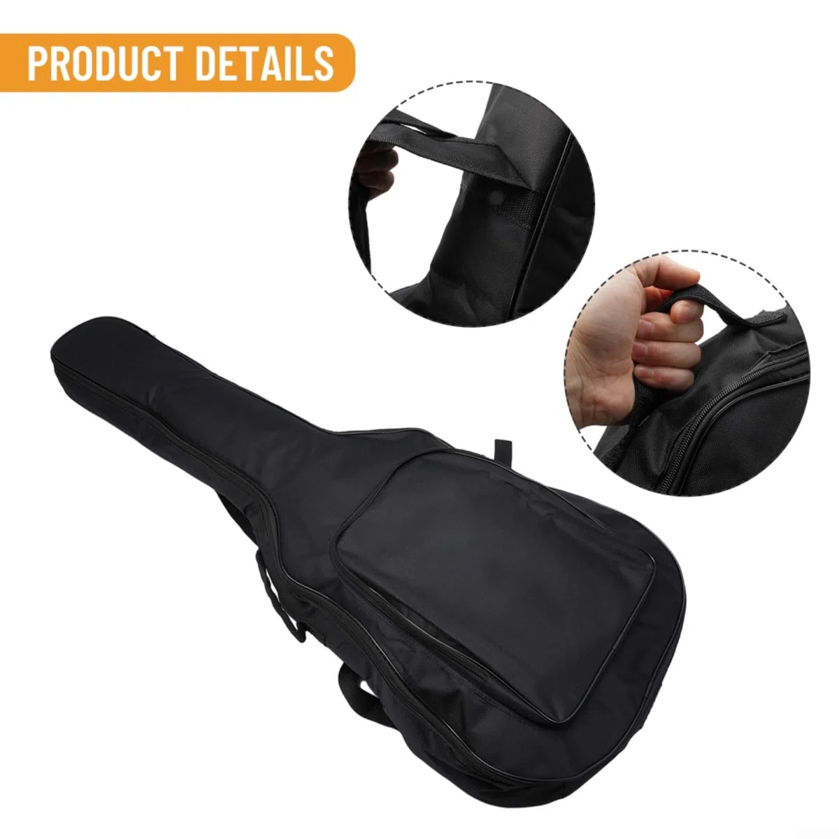 Wasserdichte gepolsterte Gitarrentasche für 104 cm (41 Zoll) klassische Akustikgitarren, verschleißfestes Oxford-Gewebe außen und weiches, glattes Futter (schwarz)