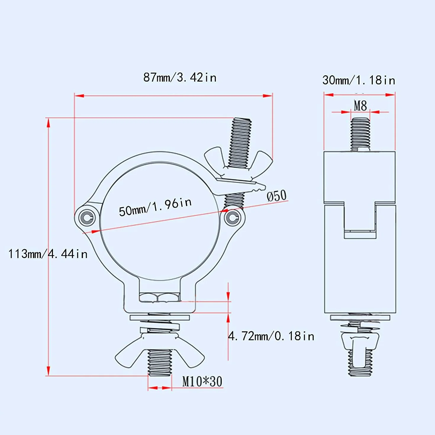 2 Stücke Traversen Klammern Alulegierung Haken Traversen 100KG Ladekapazität für 48-51mm Rohr Bühnenlicht Scheinwerfer Moving Head Beleuchtung Unterstützt Racks(schwarz)