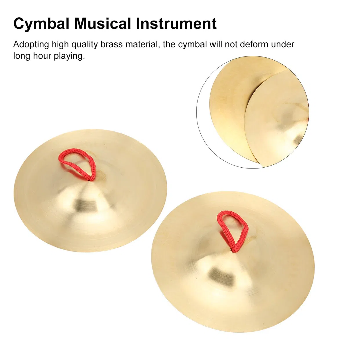 1 Pair Hand Cymbals, 14.7cm/5.79in Mini Marching Cymbals Each with Red Lanyard, Brass Percussion Instrument for Performance Party Beginner Players