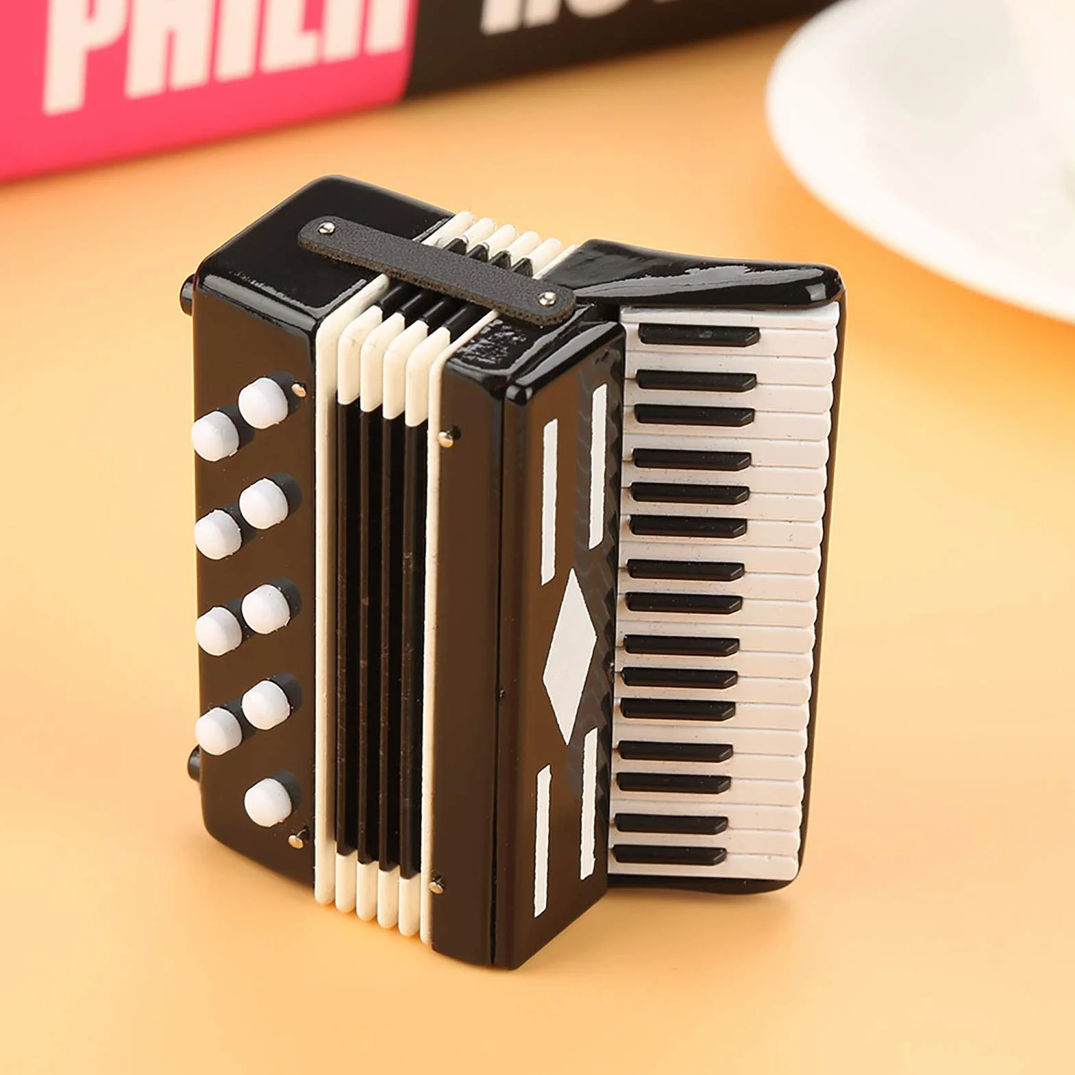 Raguso Miniatur Akkordeon Modell , musikalische Ornamente , 9 x 7 , 5 x 4 cm , kleines Bastel Akkordeon Modell , Heimdekoration , Kaffee Dekoration