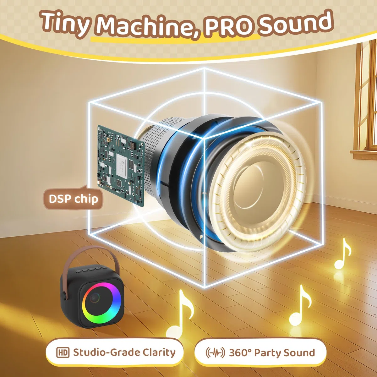 Karaoke Maschine mit 2 Karaoke Mikrofon, Tragbaren Bluetooth Lautsprecher für Erwachsene/Kinder, Geschenk Spielzeug Junge 3-15 Jahre, Mini Karaoke Maschine mit Disco Licht, Ideal für Party