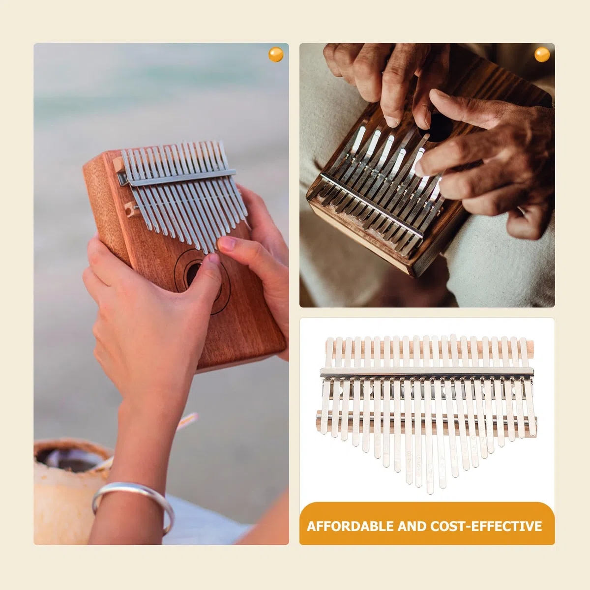 21 töniges Kalimba Zubehörset Selbstgemacht Daumenklavier Bausatz mit Holztasten und Kalimbabrücke für Musikinstrumente