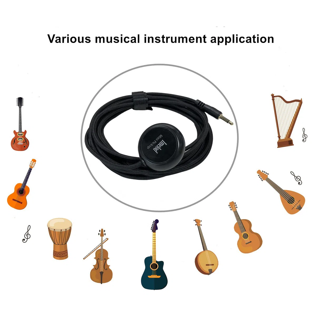 Imelod Kontaktmikrofon Piezo Pickup Violine Mikrofon Pickup Cello Banjo Ukulele Mandoline Gitarre Mikrofon Pickup mit Kabel (3,5 mm)