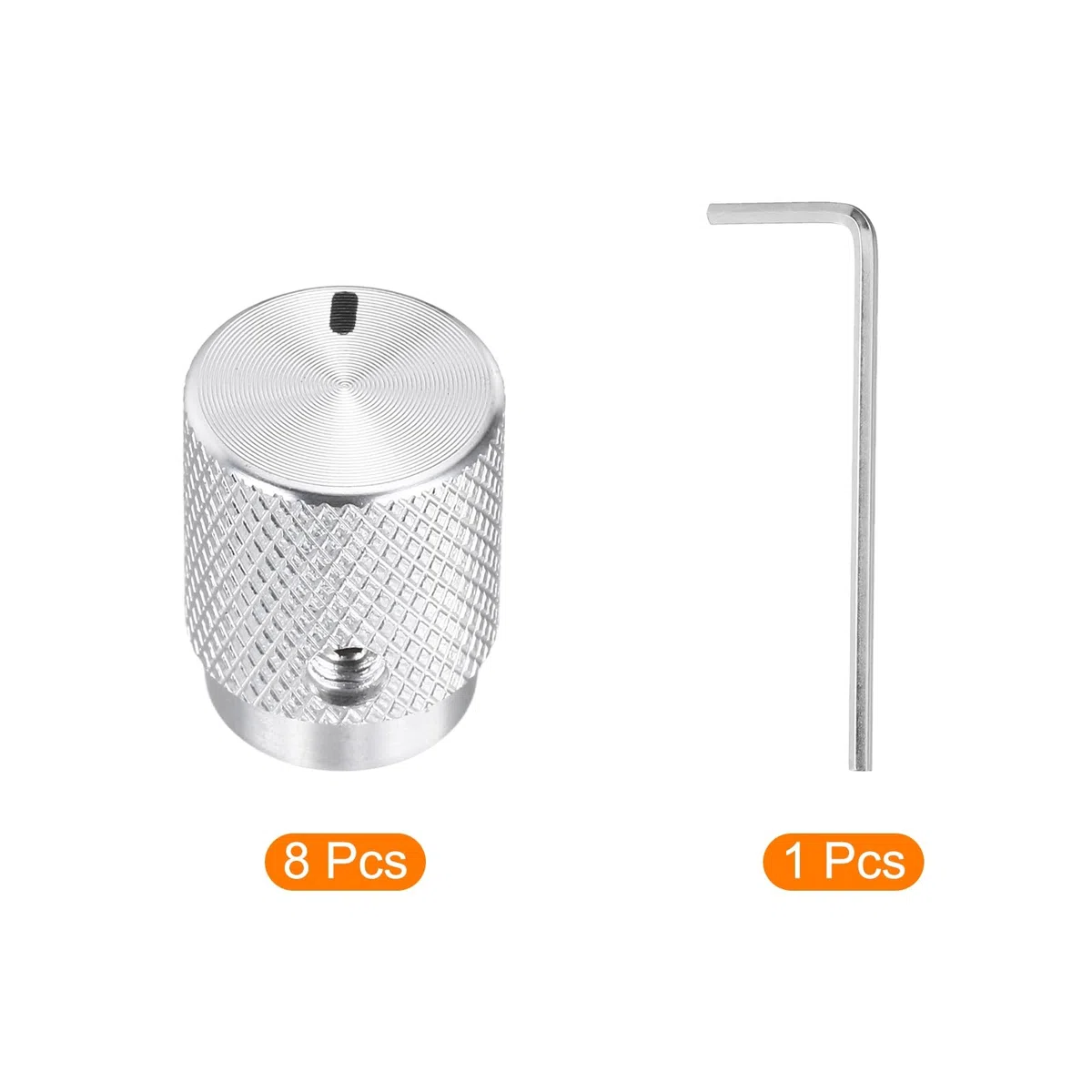 QUARKZMAN 8 Stück Aluminium Potentiometer Knöpfe, 6mm x 12.5mm x 16mm Universelle Lautstärke Tonregler Knöpfe mit Schraubenschlüssel für Gitarre, Bass, Helles Silber