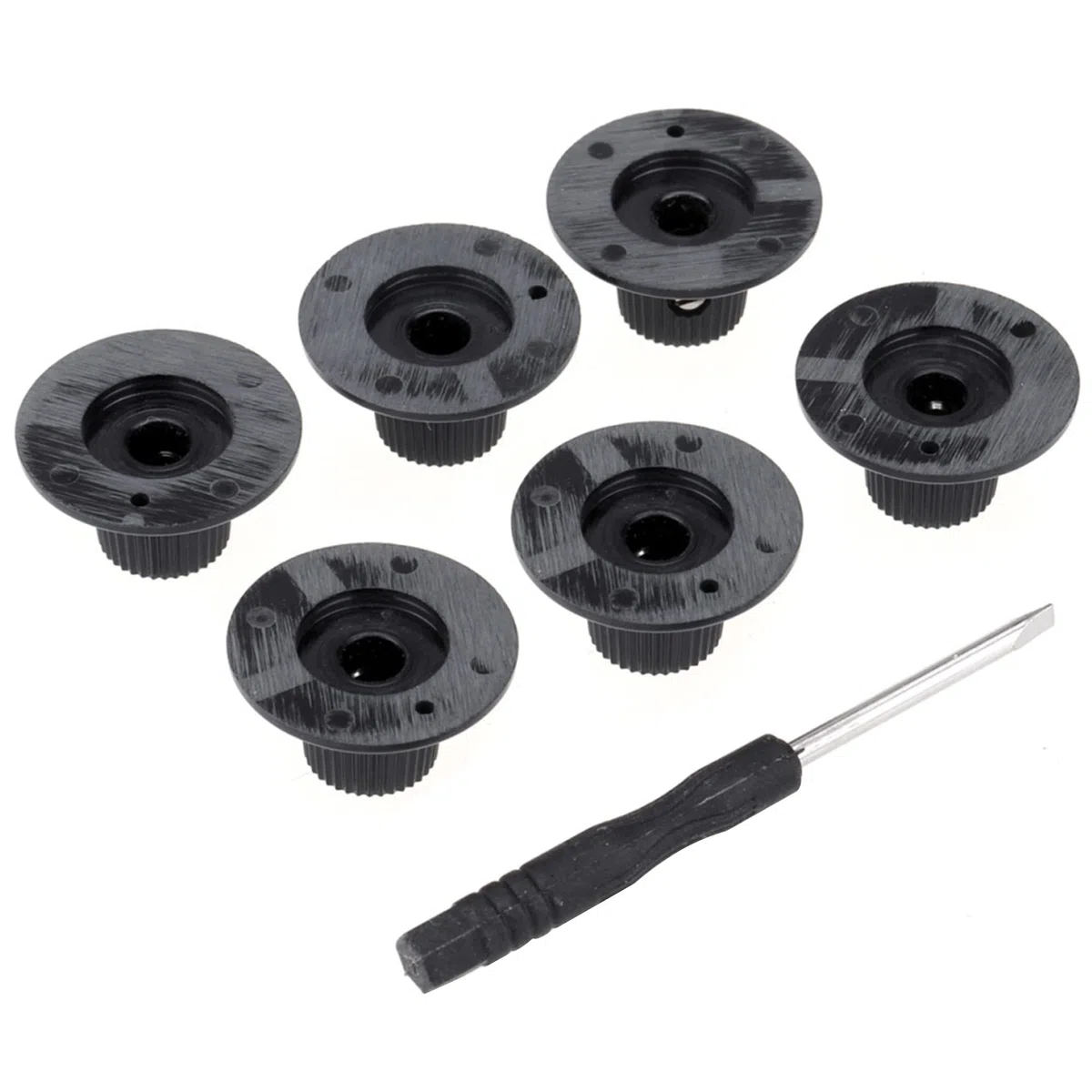 Musiclily Pro Imperial Zoll Größe Gitarren Verstärker Effektpedal Knöpfe Skirted Knobs,Schwarz (6er Set)