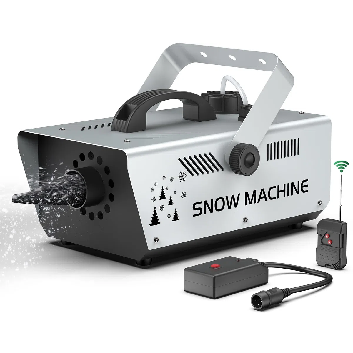 1200W Schneemaschine mit Fernbedienung und Kabelsteuerung, 3m Schneespray Einstellbare Flockengröße für Weihnachten Hochzeiten Partys Bühnen