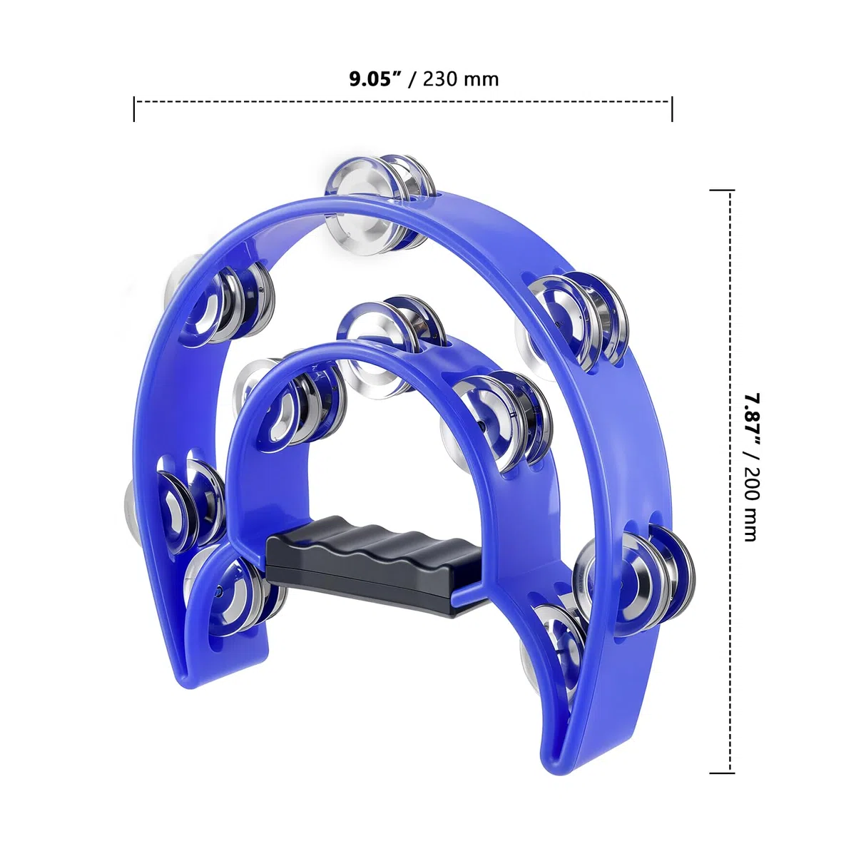 ZOENHOU Tamburin, 3 Stück Halbmond Form zweireihig Schellenring Schellenkranz, PP-Kunststoff Tambourine mit 20 Paar Metall Schellen, für Musiker, Bandproben, Party, KTV und Bar(Rot/Gelb/Blau)