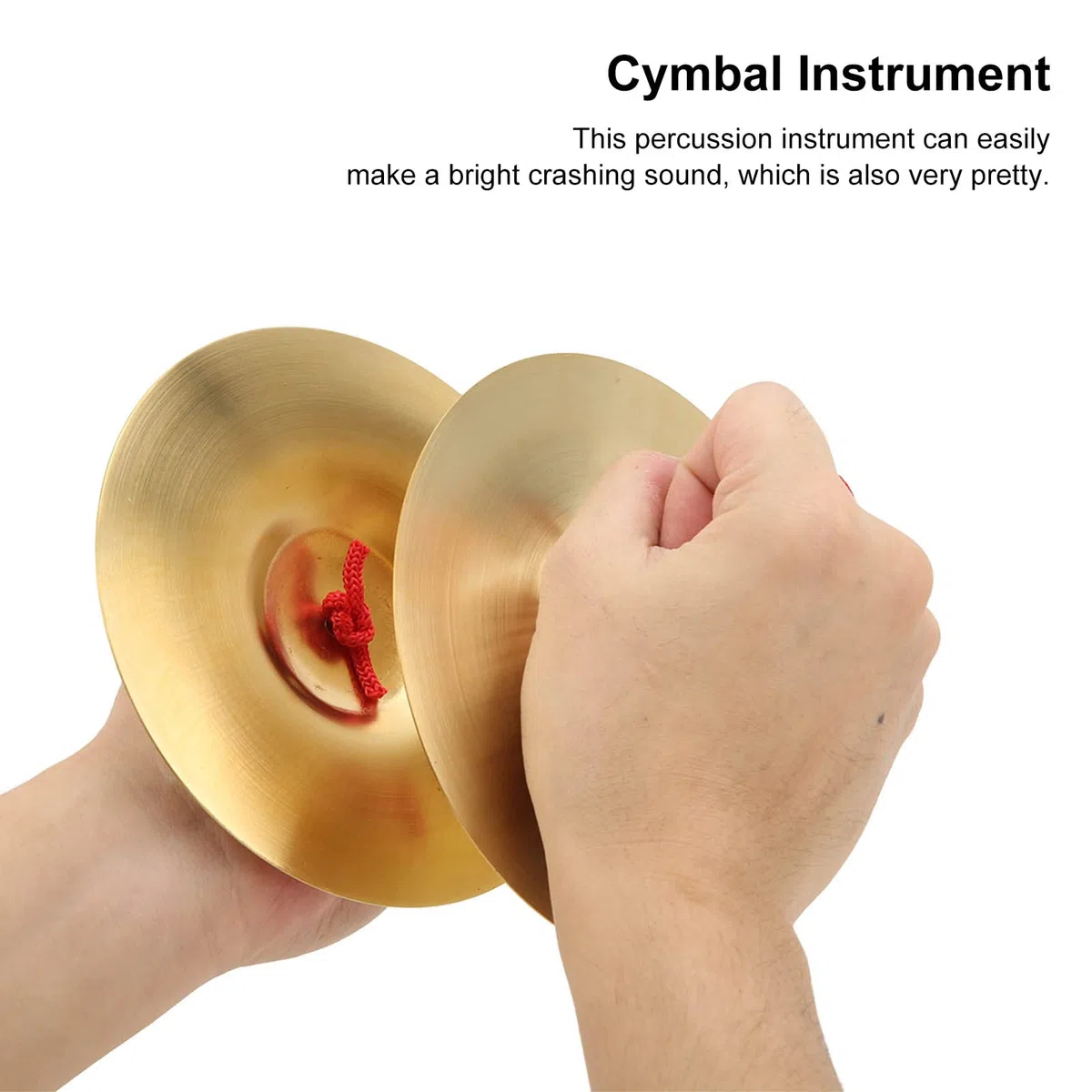 1 Pair Hand Cymbals, 14.7cm/5.79in Mini Marching Cymbals Each with Red Lanyard, Brass Percussion Instrument for Performance Party Beginner Players