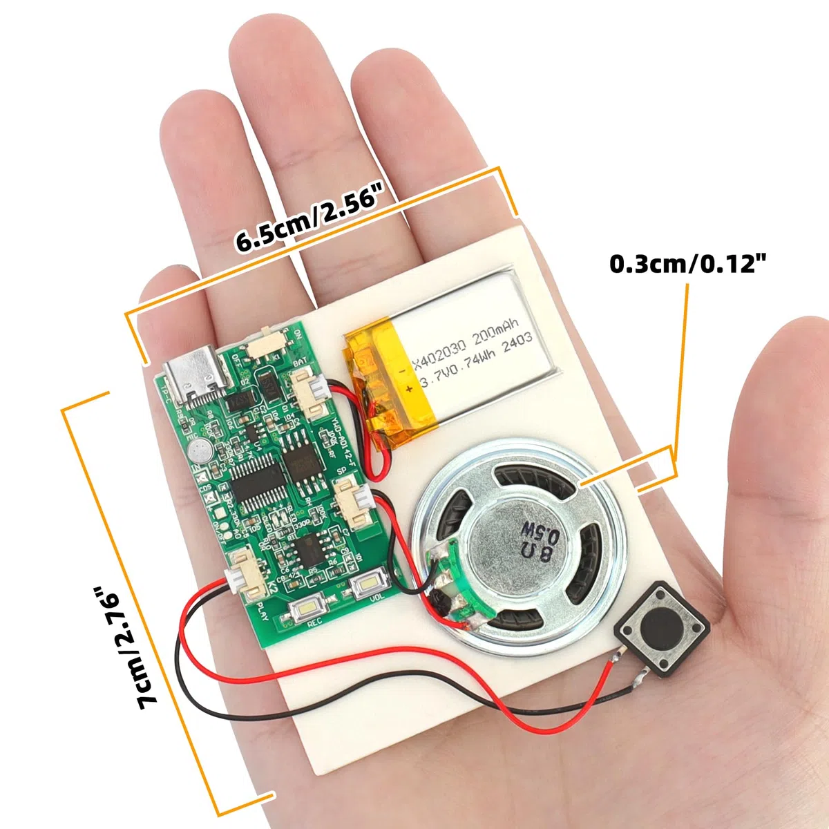 2PCS Programmable Sound Recorder Module - DIY Music Voice Recording Module Chip with Speaker, Can Recording 16 Minutes Sound Music for Personalized Greetings, Holiday Crafts Cards