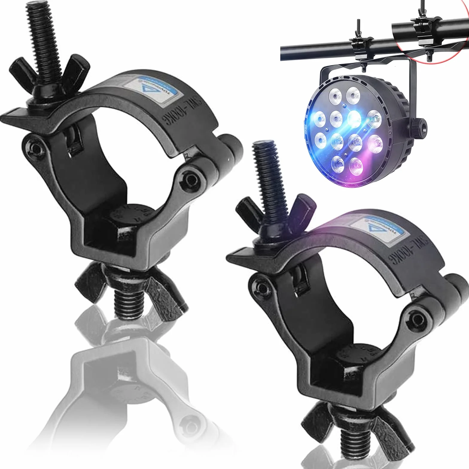 2 Stücke Traversen Klammern Alulegierung Haken Traversen 100KG Ladekapazität für 48-51mm Rohr Bühnenlicht Scheinwerfer Moving Head Beleuchtung Unterstützt Racks(schwarz)