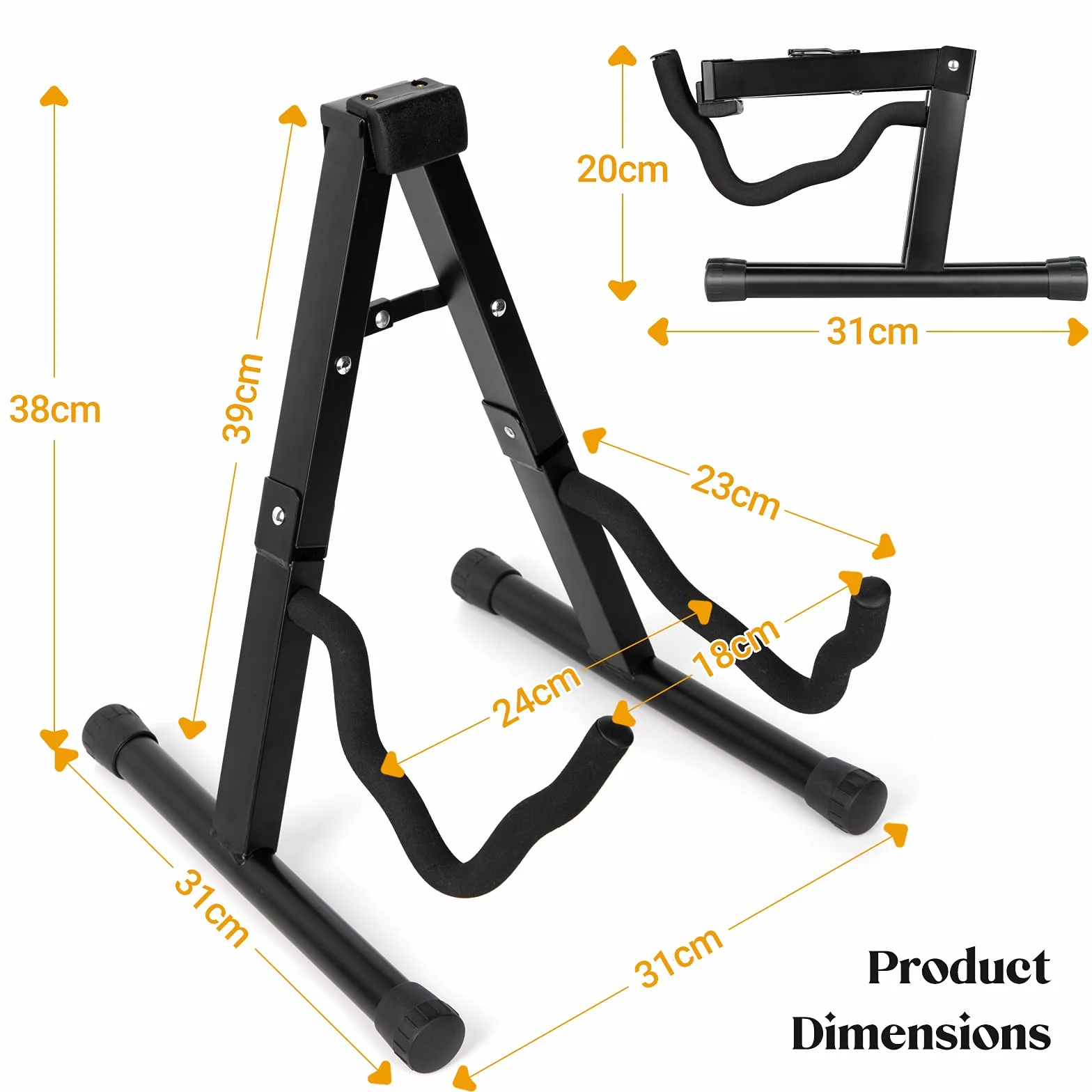 CAHAYA Gitarrenständer A-Frame Faltbar Stabil: Universeller Gitarrenhalter aus Metall Rutschfest Tragbar für Akustikgitarre E-Gitarre Bass Ukulele Platzsparend CY0251