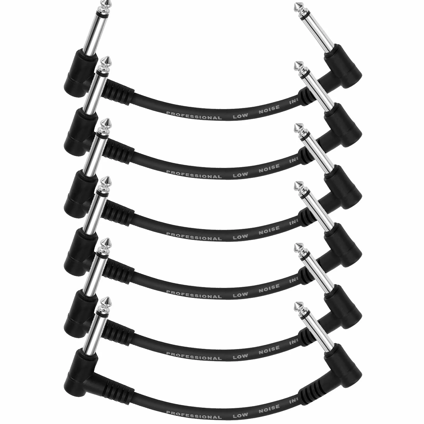 Donner Patchkabel Gitarre Pedal 15CM rechtwinklig, 6,35mm Instrumentenkabel Klinken Klassisches Patchkabel für Effektpedale, 6 Stück