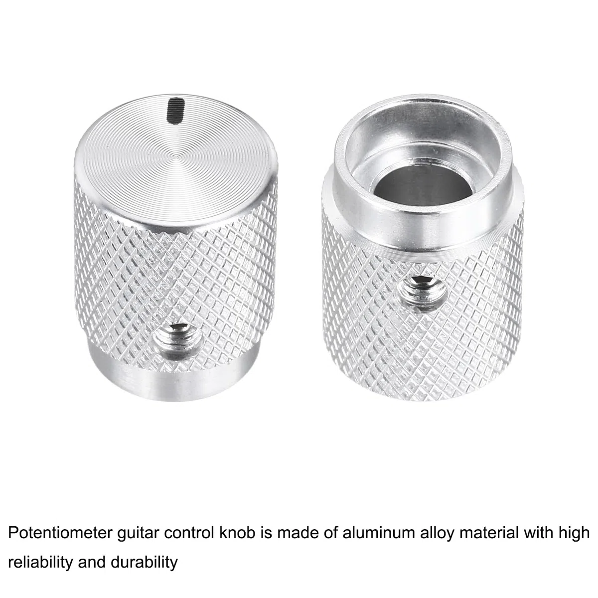 QUARKZMAN 8 Stück Aluminium Potentiometer Knöpfe, 6mm x 12.5mm x 16mm Universelle Lautstärke Tonregler Knöpfe mit Schraubenschlüssel für Gitarre, Bass, Helles Silber