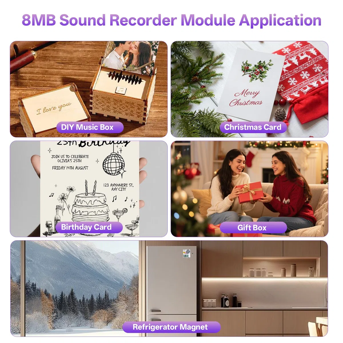 Soundmodul Bespielbar Ulegqin MP3 Sound Modul USB-Audio-Download Recorder Modul mit Lautsprecher MP3 USB Kabel Aufladbarer Akku Lautsprecher für DIY Karten/Geschenke/Spielwaren (3 Stücke)