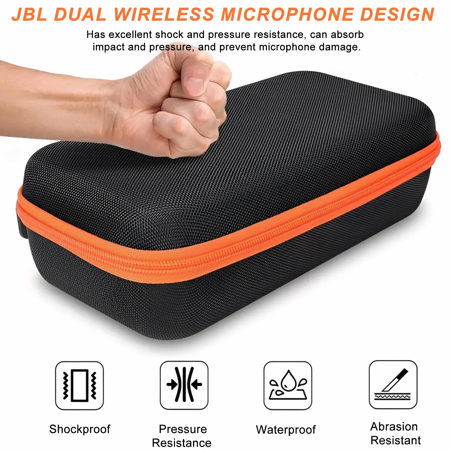Handheld Dual Mic Reisetasche: Handheld Dual Mic Reisespeichertasche Kompatibel mit JBL Wireless Two Mikrofon System, Bluetooth Mikrofon Tasche für Empfänger, Adapter, Batterie (Nur Box)