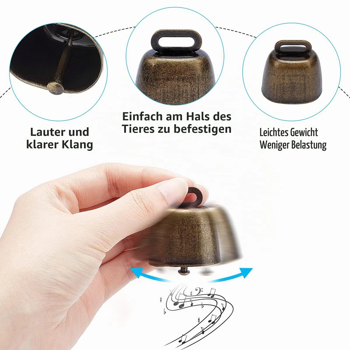 nbeads 8 Stück Kuhglocke, Handwerk Glocken Bauernhof Tierglocke ziegenglocke Retro Weihnachten Eisenglocke Anhänger Metall Haustier Geräuschmacher Ruf Glocken Für Rinder Pferd Schafe