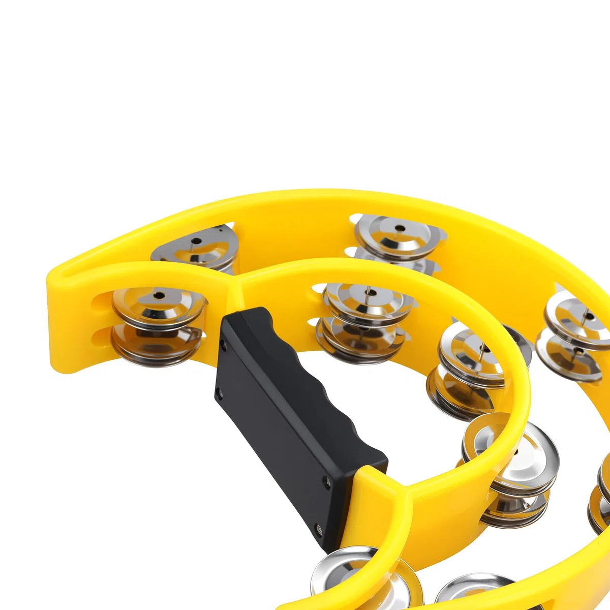 ZOENHOU Tamburin, 3 Stück Halbmond Form zweireihig Schellenring Schellenkranz, PP-Kunststoff Tambourine mit 20 Paar Metall Schellen, für Musiker, Bandproben, Party, KTV und Bar(Rot/Gelb/Blau)