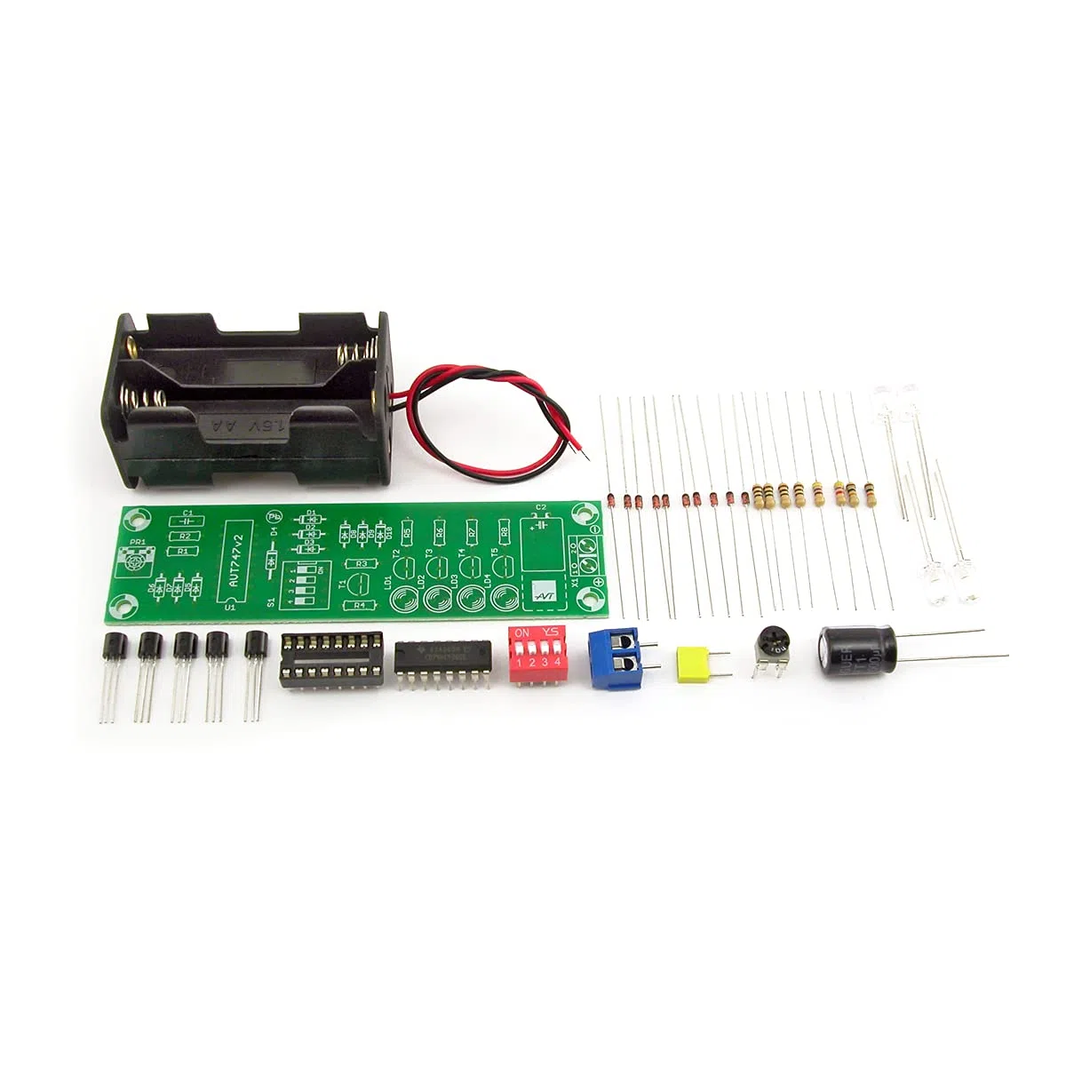 AVT747 Disco Stroboskop Mit Weißen LEDs Elektronik Bausatz LED Stroboskop DIY Elektronik Kit Mit DIP Switch 16 Lichtmodi Ohne Hochspannung 4–6V