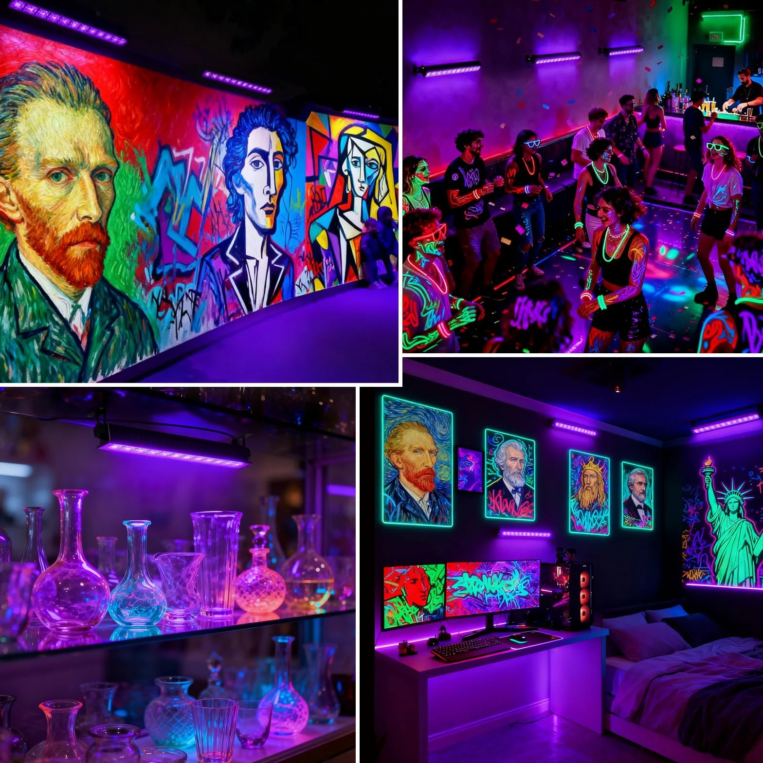 CREATESTAR LED Schwarzlicht Strahler 45W, UV Bar Schwarzlichter LED Schwarzlichtlampe mit Stecker, IP66 Wasserdichtes Schwarzlicht für Party, Fluoreszierende Effekte, Halloween Dekorationen,Bühne