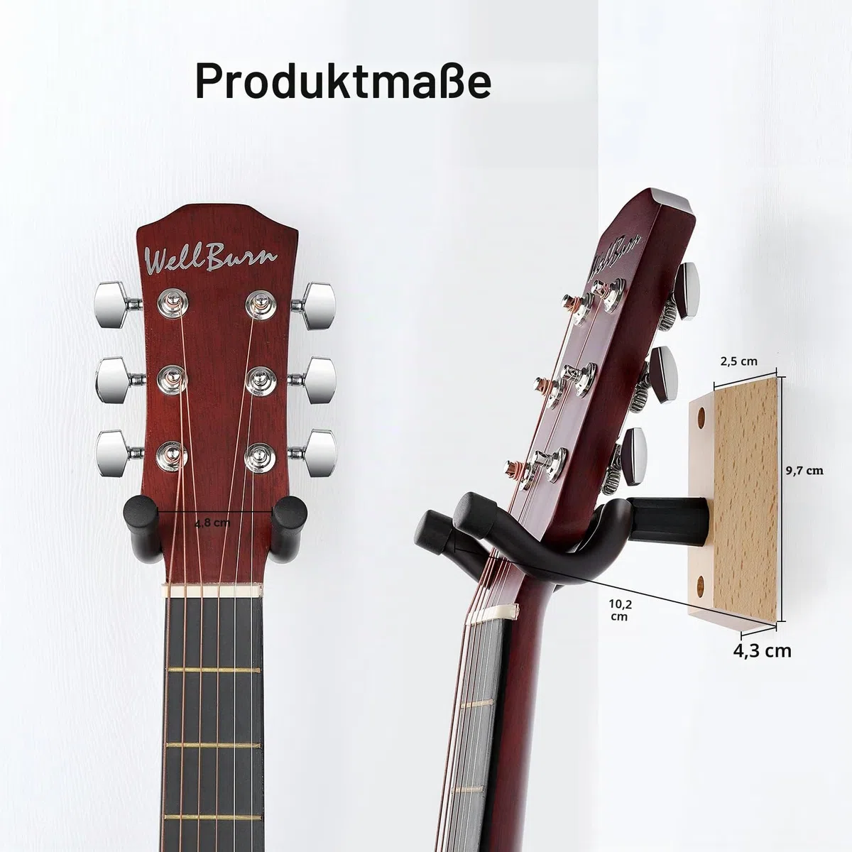 Gitarre Wandhalterung für Wand, 2 Stück Gitarrenhalter für Bass, E-gitarre, Banjo Universal Holz Gitarrenständer, Klassische Akustikgitarre Haken Gitarrenwandhalter Gitarrenzubehör