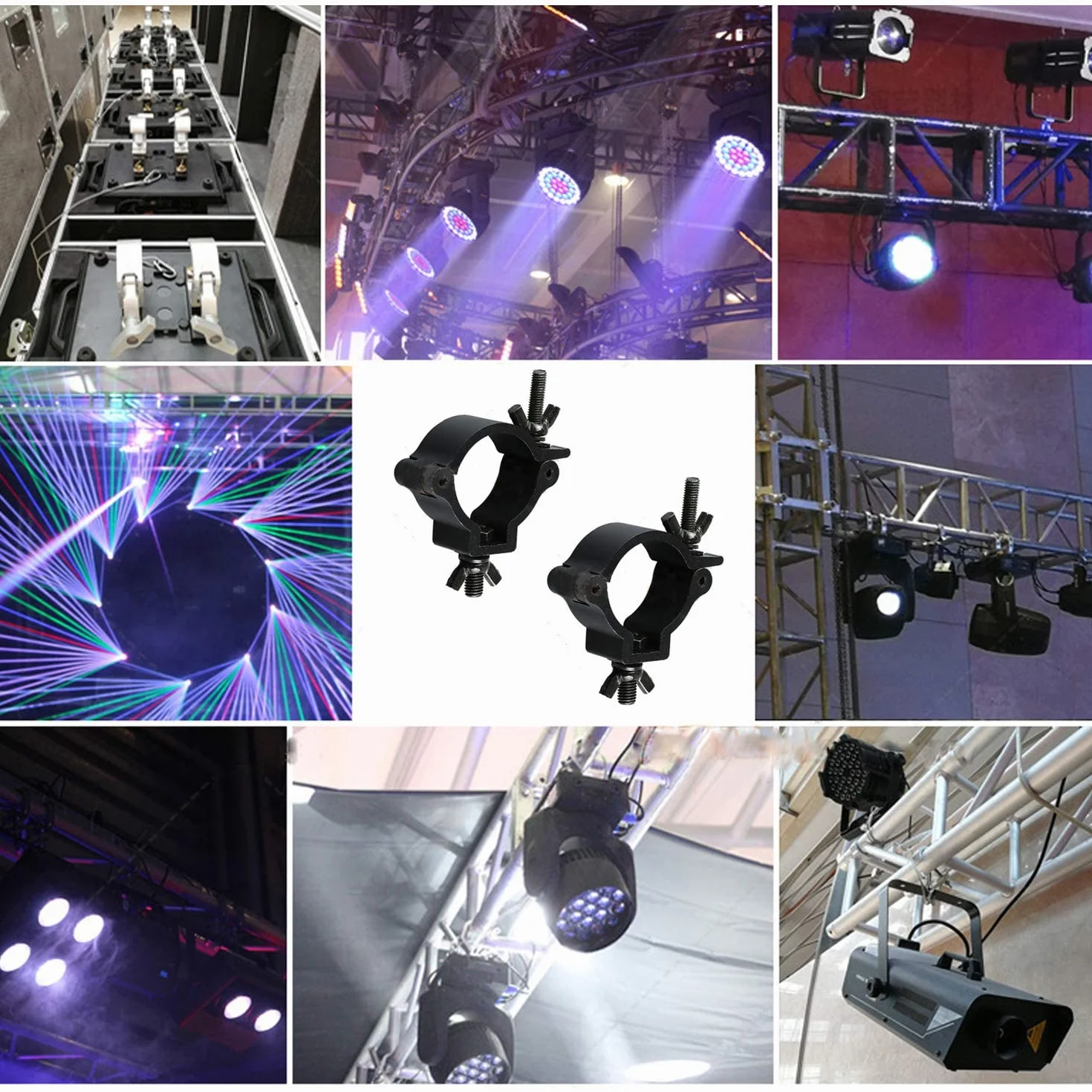 2 Stücke Traversen Klammern Alulegierung Haken Traversen 100KG Ladekapazität für 48-51mm Rohr Bühnenlicht Scheinwerfer Moving Head Beleuchtung Unterstützt Racks(schwarz)
