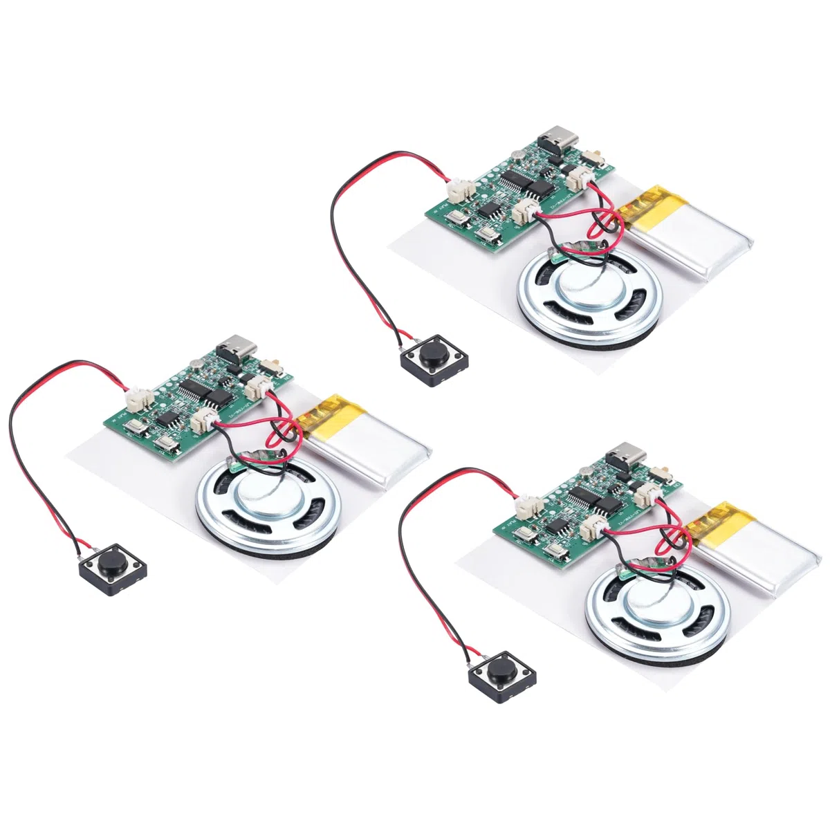 Soundmodul Bespielbar Ulegqin MP3 Sound Modul USB-Audio-Download Recorder Modul mit Lautsprecher MP3 USB Kabel Aufladbarer Akku Lautsprecher für DIY Karten/Geschenke/Spielwaren (3 Stücke)