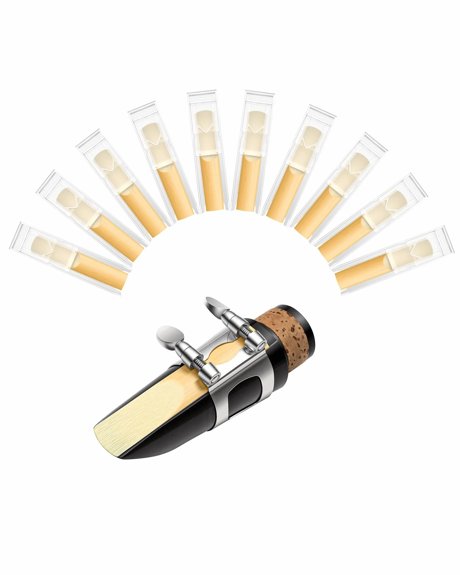 New Bee Bb Klarinettenblätter 10Pack Einzeln Verpackt mit Feuchtigkeitsschutzbeutel Blätteretui Blätter für Bb-Klarinette für Klarinettenanfänger, Pädagogen und Spieler (Stärke 2.5)