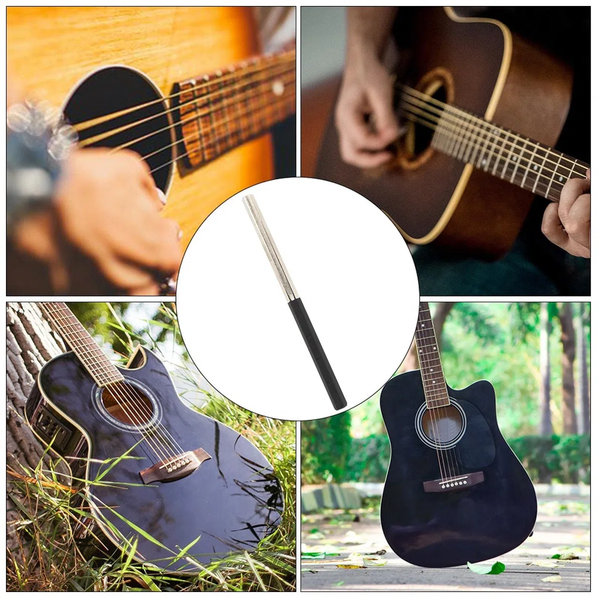 Jenngaoo Fret Crowning File - Edelstahl Guitar Fret Crowning File End Dressing File - Hex Dressing Kanten Reparatur von Musikinstrumenten Zubehör