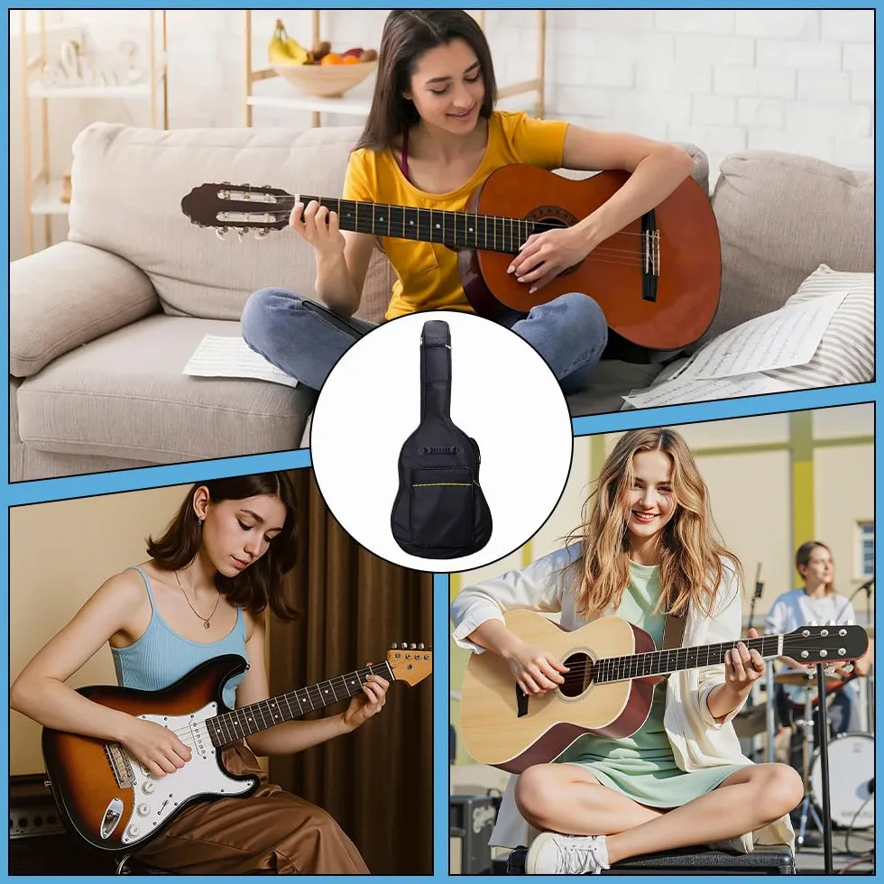 1 Stück Gitarrentasche Akustikgitarre Gig Bag Guitar Case Gitarrentasche in Originalgröße mit Schultergurten für Konzertgitarre, E-Gitarre, Akustikgitarre, Westerngitarre, Akustikbass(Schwarz)