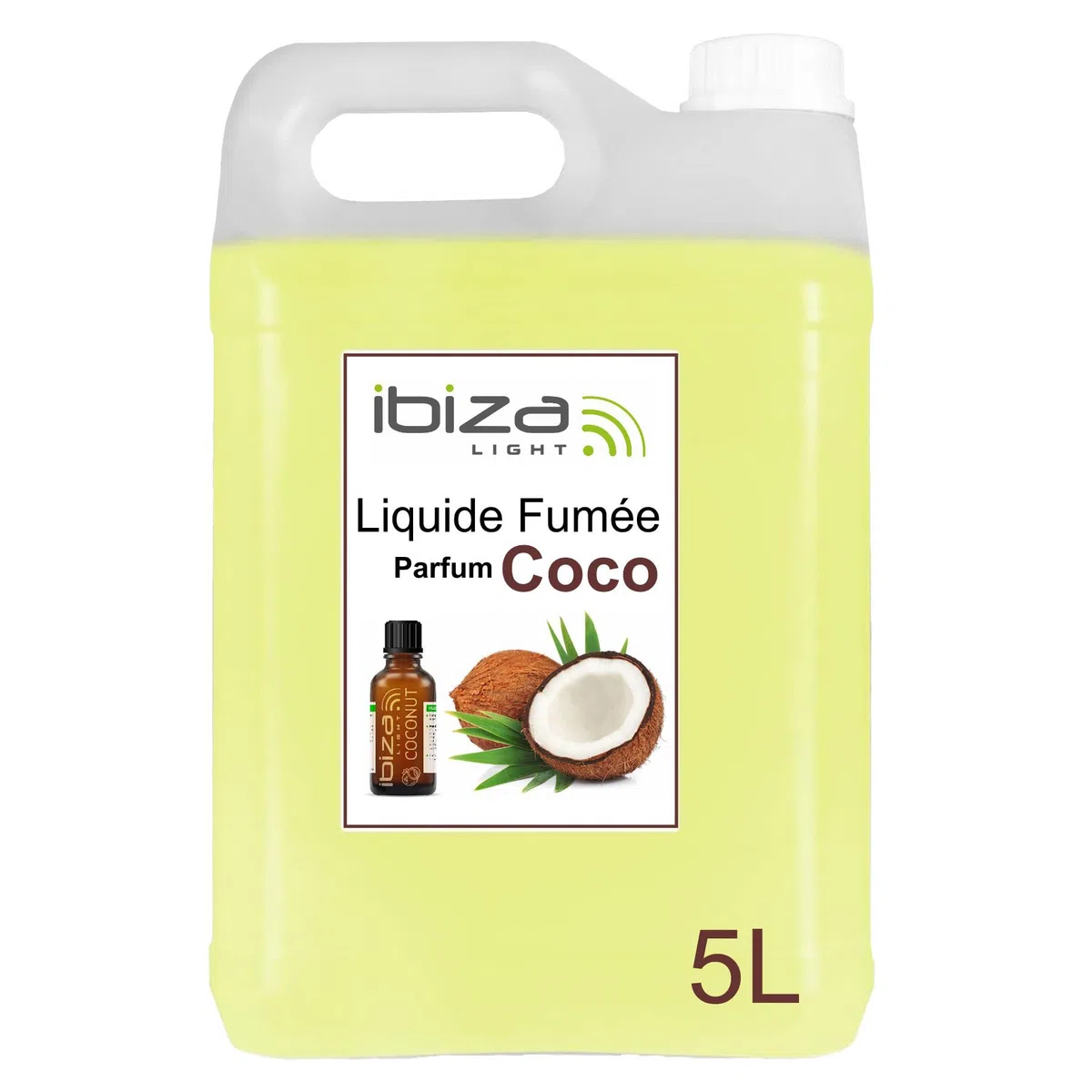 Ibiza - Nebelflüssigkeit – Kanister mit 5 Liter Flüssigkeit Ibiza Light SMOKE5L-N für Nebelmaschine – Parfümflasche COCONUT Kokosnuss