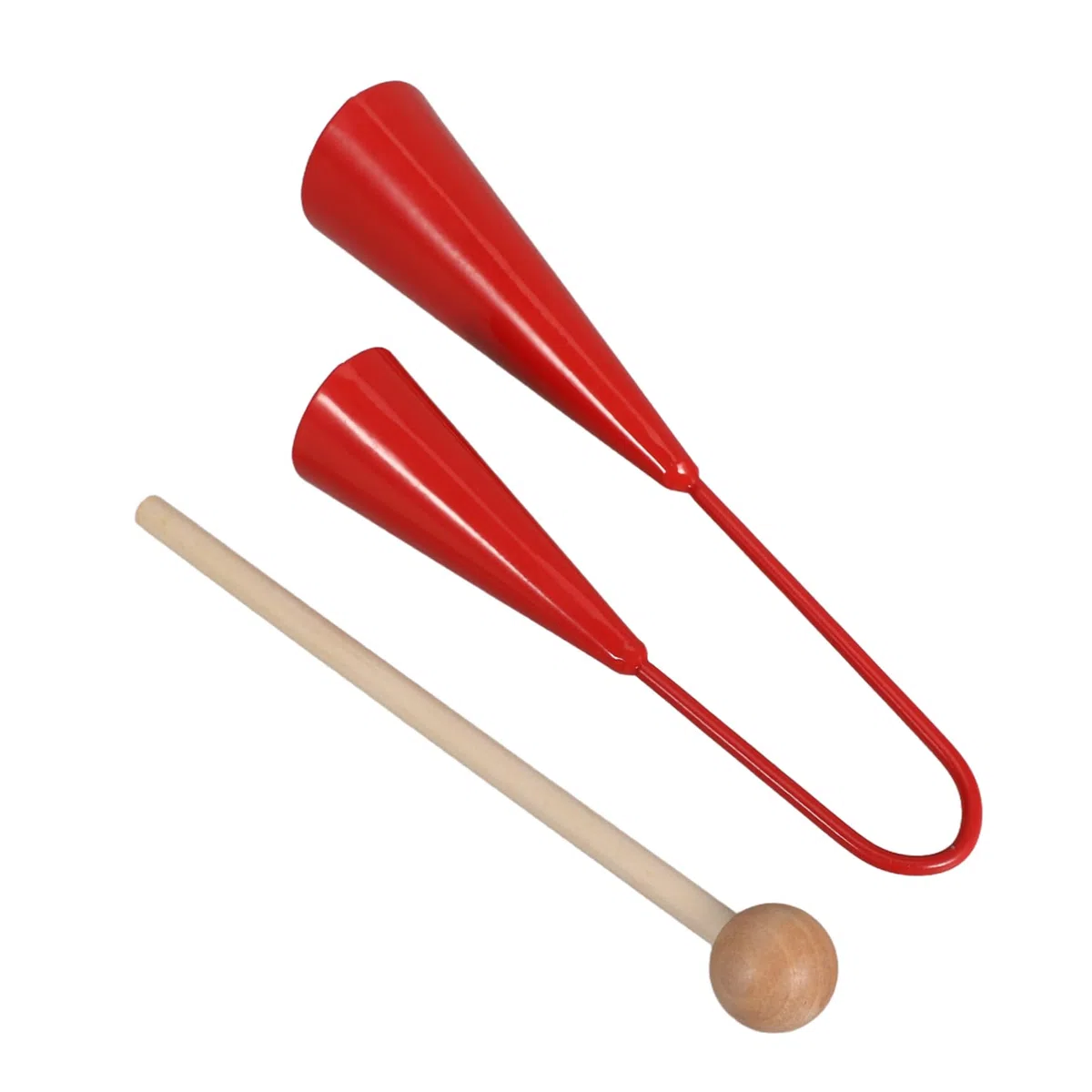 Agogo Glocke Doppelglocke Metallspielzeug mit Holzstab Orff Schlaginstrument für Kinder Zweistimmiges Musikspielzeug des Musikalischen Interesses