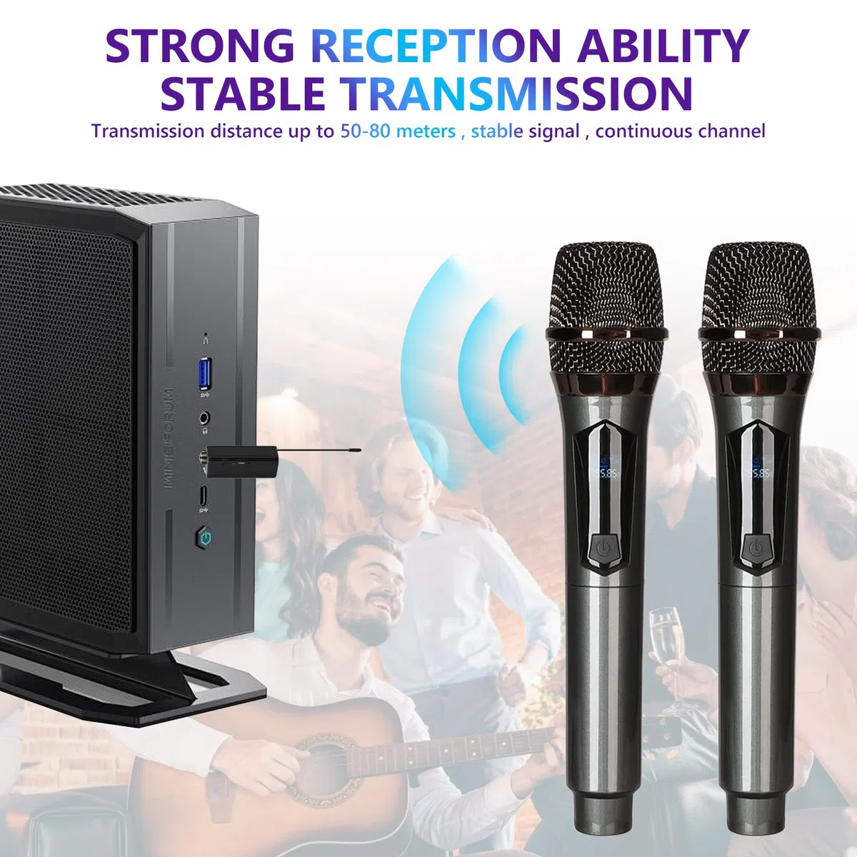 Mikrofon Kabellos,2 Stück Kabelloses Mikrofon Mit Wiederaufladbarem Empfänger,Wireless Microphone Set,Dual Funkmikrofon,Wiederaufladbares Funkmikrofon Für Party,Gesang,Karaoke,Hochzeit,Vortrag