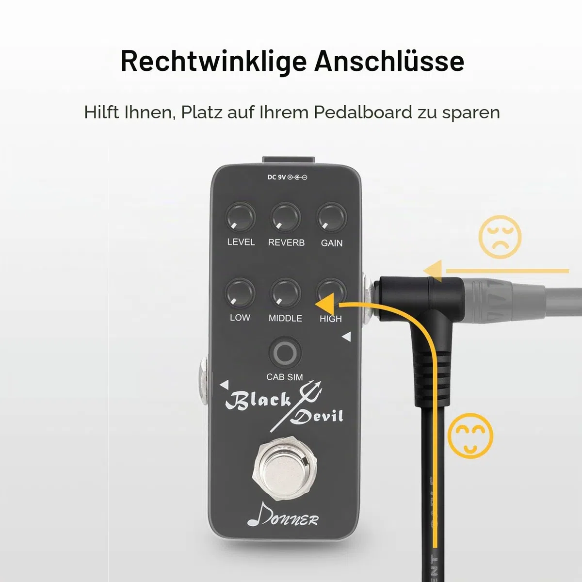 Donner Patchkabel Gitarre Pedal 15CM rechtwinklig, 6,35mm Instrumentenkabel Klinken Klassisches Patchkabel für Effektpedale, 6 Stück
