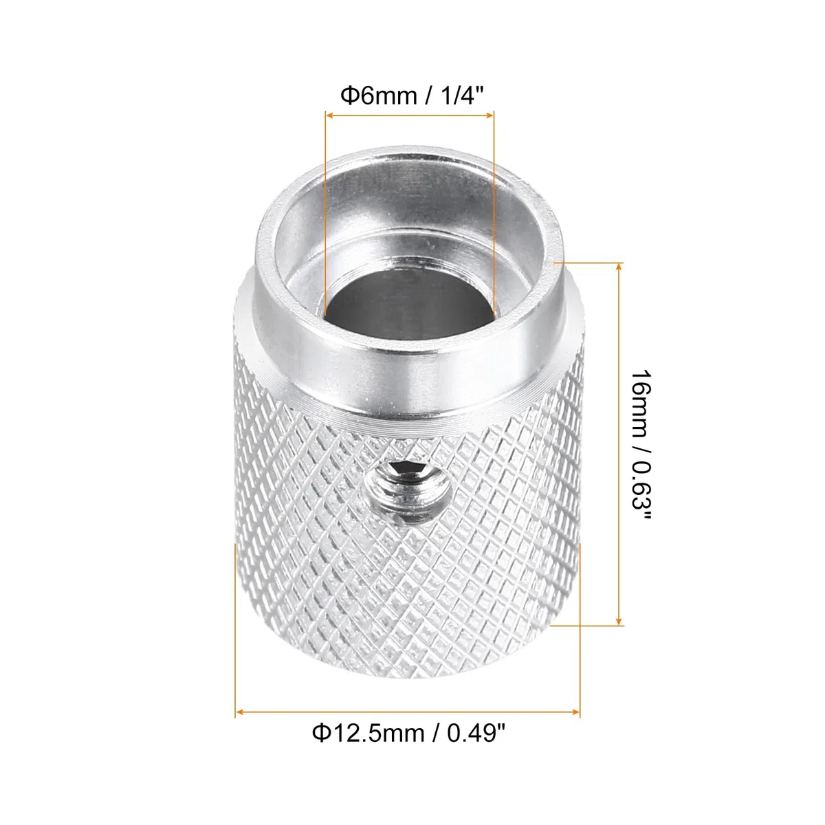 QUARKZMAN 8 Stück Aluminium Potentiometer Knöpfe, 6mm x 12.5mm x 16mm Universelle Lautstärke Tonregler Knöpfe mit Schraubenschlüssel für Gitarre, Bass, Helles Silber