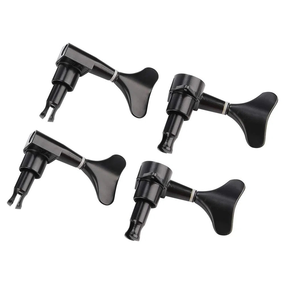 Bassgitarren Tuner 2L/2R, geschützte Bass-Mechanik mit Fischschwanzknopf, präzise Stimmwirbel für E-Bass Gitarre, Schwarz
