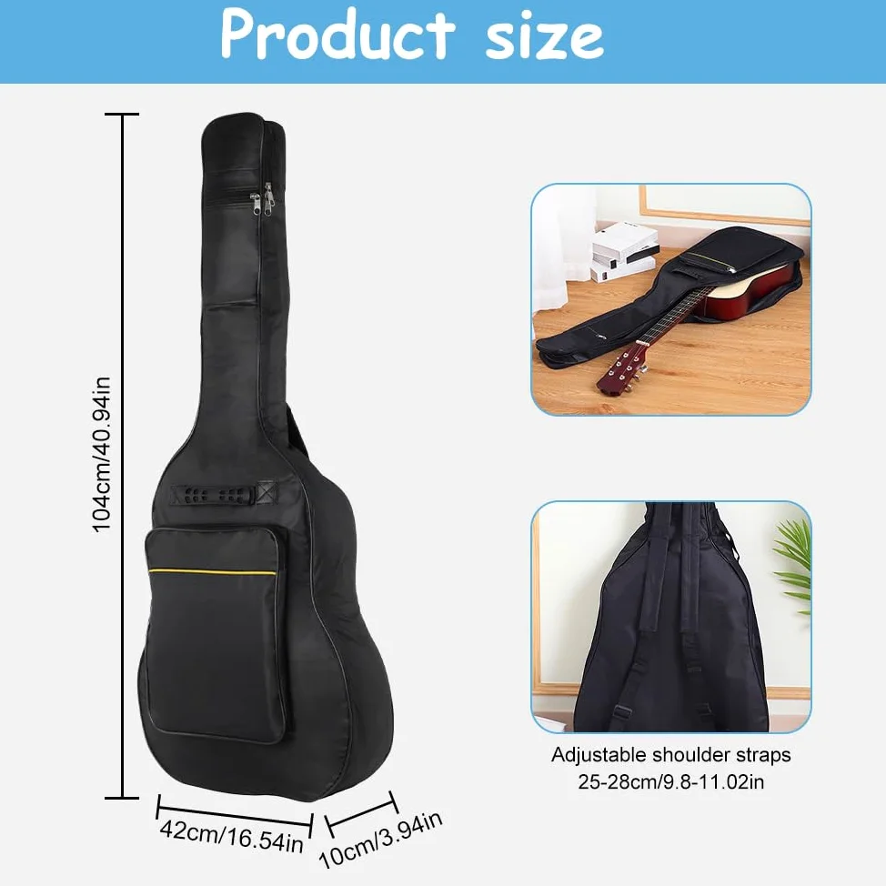 1 Stück Gitarrentasche Akustikgitarre Gig Bag Guitar Case Gitarrentasche in Originalgröße mit Schultergurten für Konzertgitarre, E-Gitarre, Akustikgitarre, Westerngitarre, Akustikbass(Schwarz)