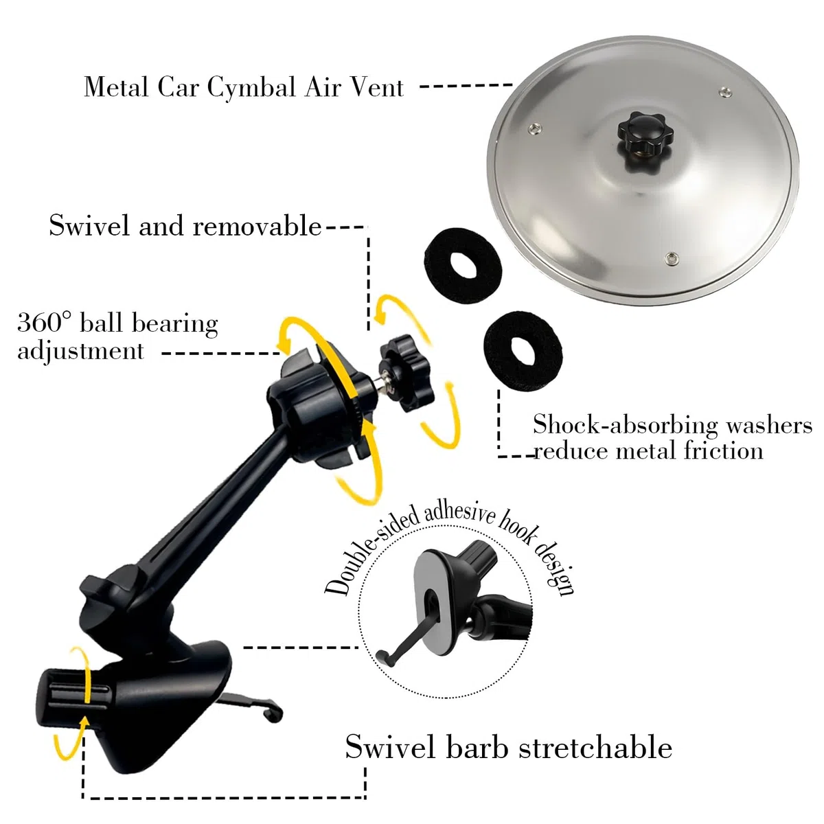2025 Neues Auto Becken Air Vent Crash Dash Board Beckentrommel Symbol Armaturenbrett Trommeln Mini Mount Drumming Music Mounted Tiny Clip Attachment Set Attaches Small Stand Splash Instrument Drumset