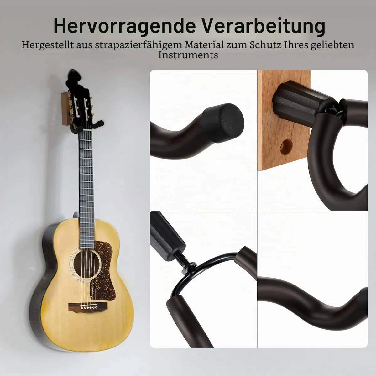 Gitarre Wandhalterung für Wand, 2 Stück Gitarrenhalter für Bass, E-gitarre, Banjo Universal Holz Gitarrenständer, Klassische Akustikgitarre Haken Gitarrenwandhalter Gitarrenzubehör