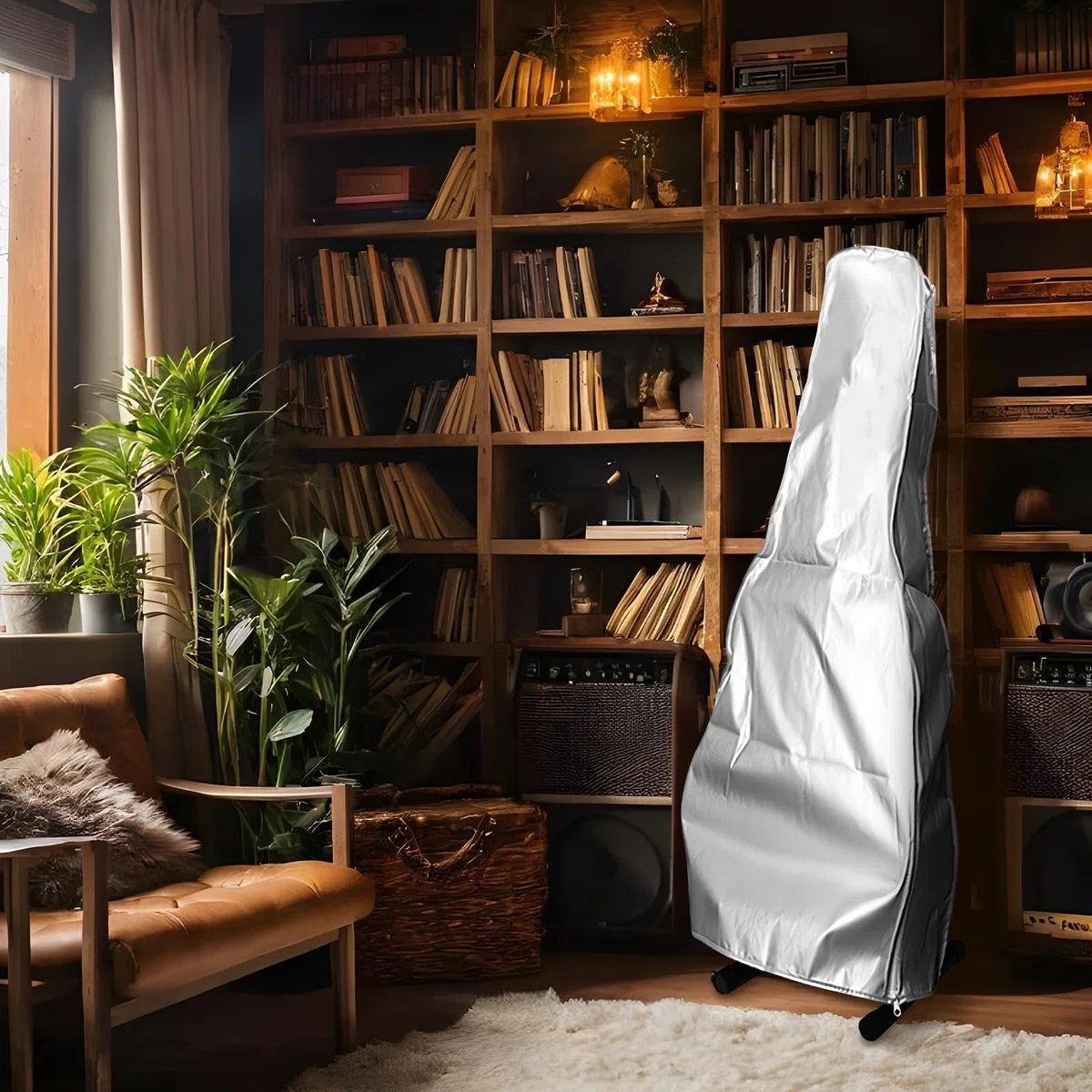Gitarren-Staubschutz – Metall-Trompetenständer | wasserabweisende Gitarrenabdeckung, leichtes Instrumenten-Bassschutztuch, staubdichte Schutzhülle für Akustik- und E-Gitarren, hält Gitarren sicher