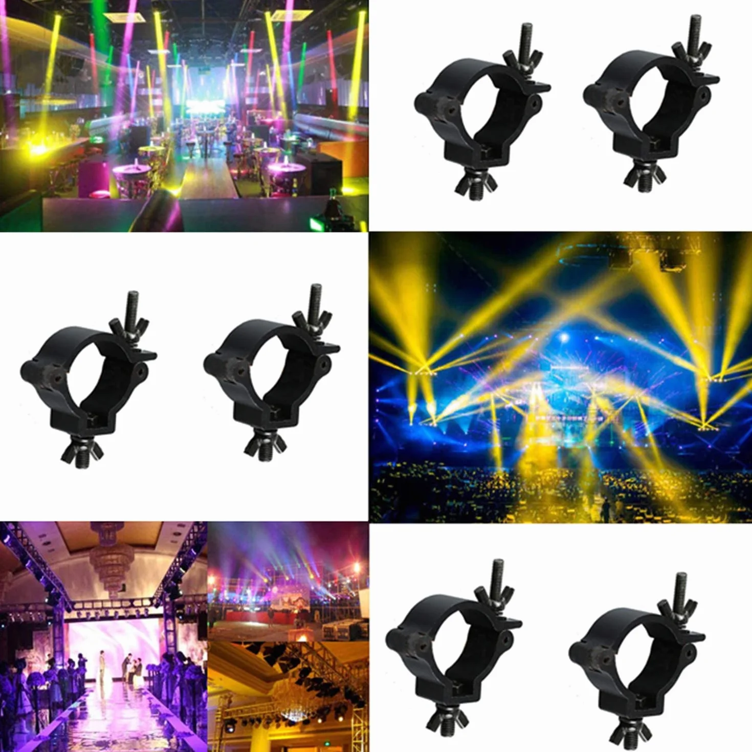 2 Stücke Traversen Klammern Alulegierung Haken Traversen 100KG Ladekapazität für 48-51mm Rohr Bühnenlicht Scheinwerfer Moving Head Beleuchtung Unterstützt Racks(schwarz)